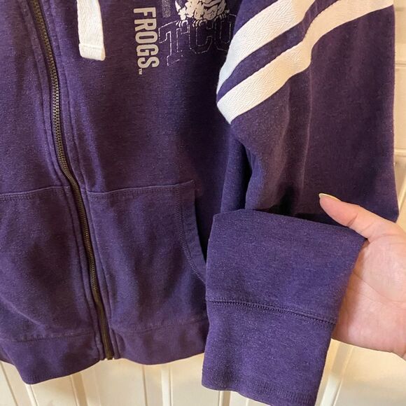 TCU Zip Up Jacket Large Pro Edge Hoodie Purple - Picture 6 of 10